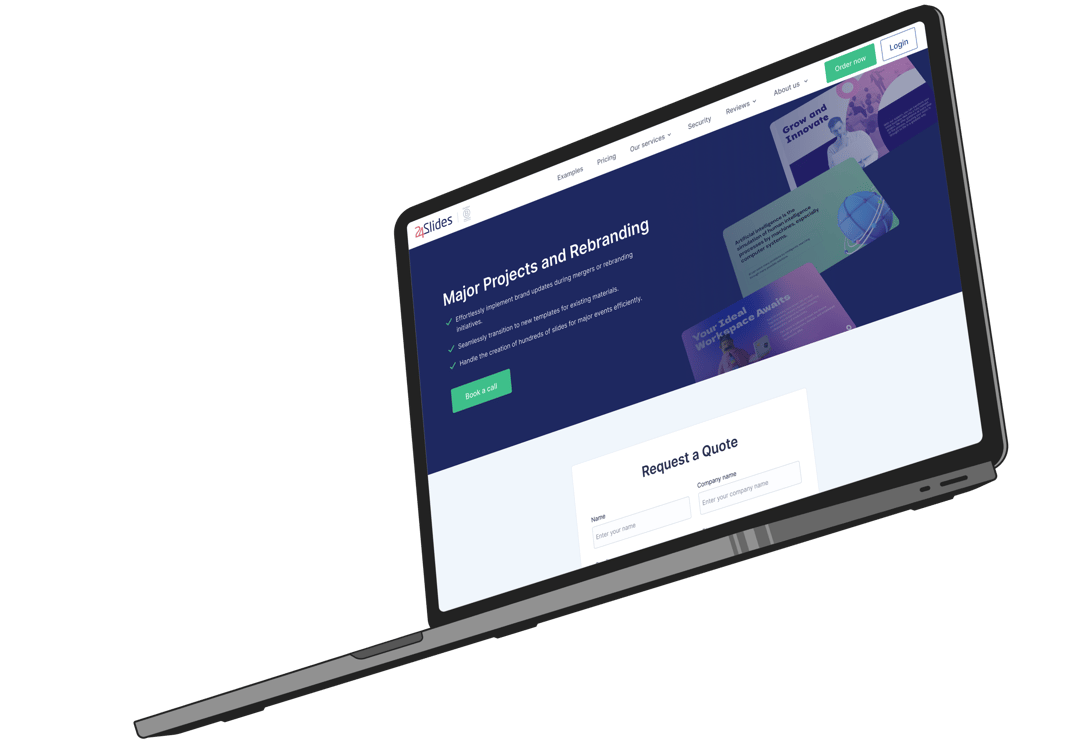 Laptop with opened MethoLab Major projects an Rebranding page